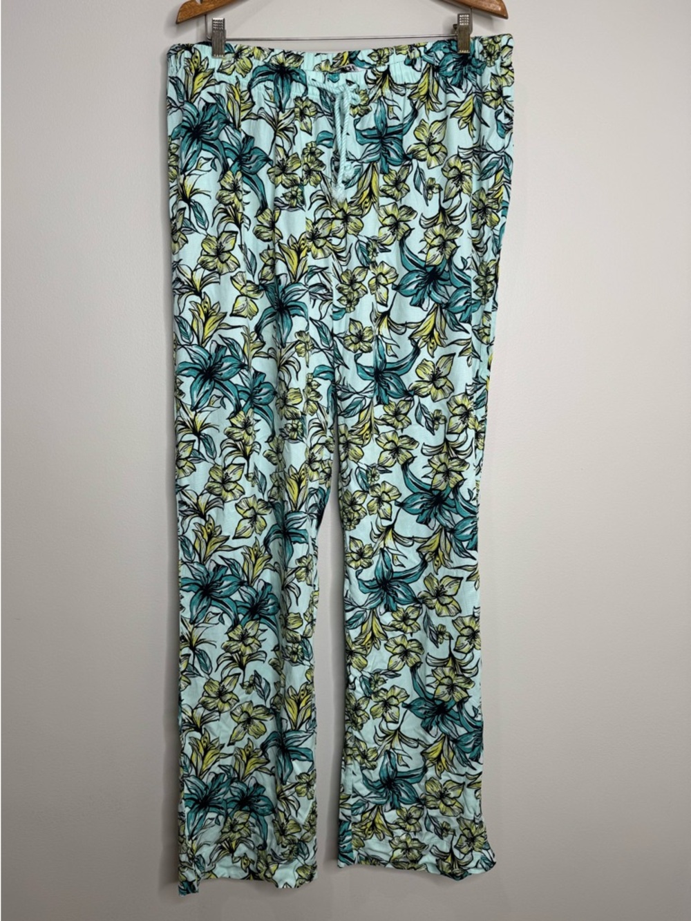 BEACHRIOT 100% Rayon Flowy Wide Leg Floral Drawstring Waist Pants Swim Cover XL